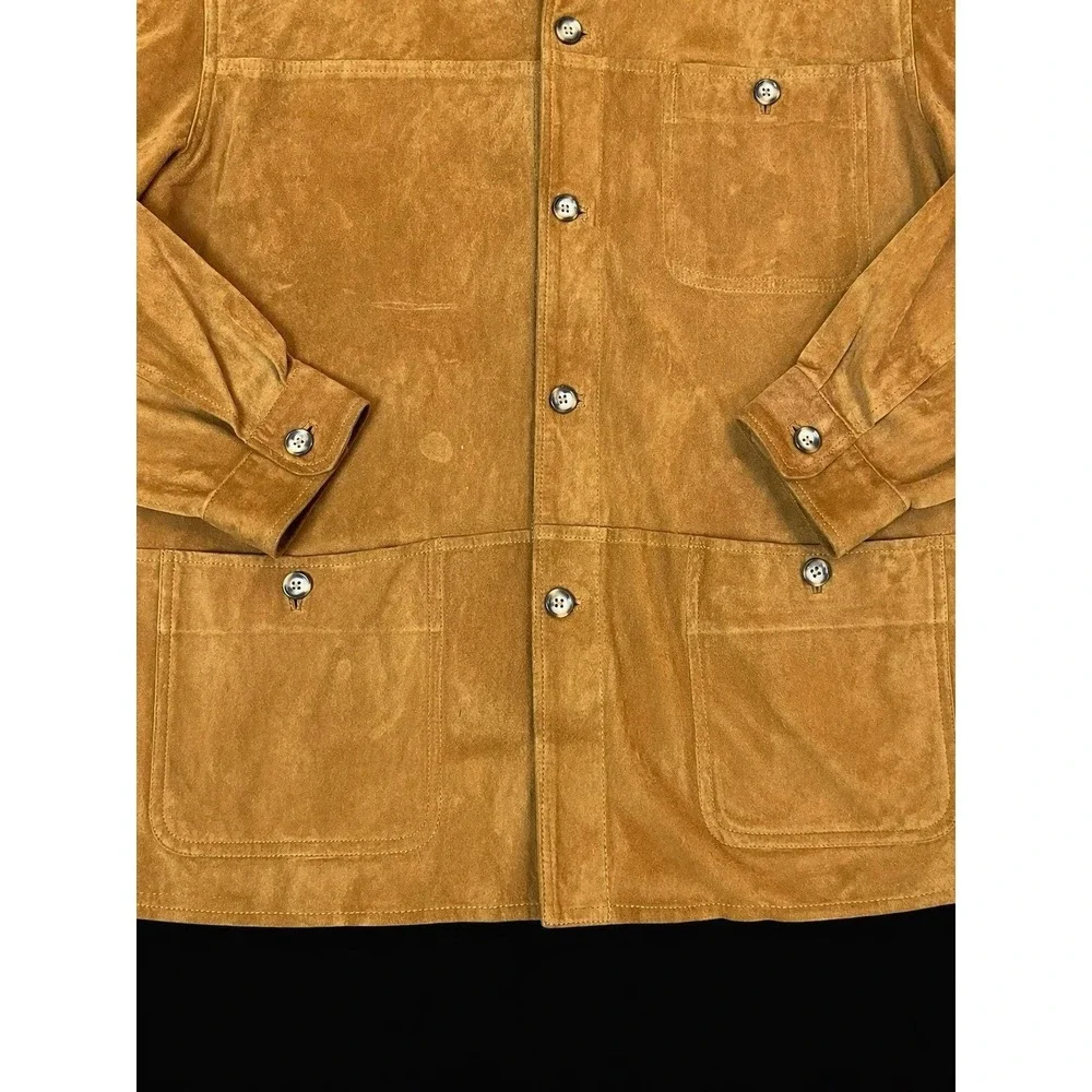 VTG Dustin Sport‎ Suede Shirt Shacket Mens L Western Patch Pockets Ranch Layer
